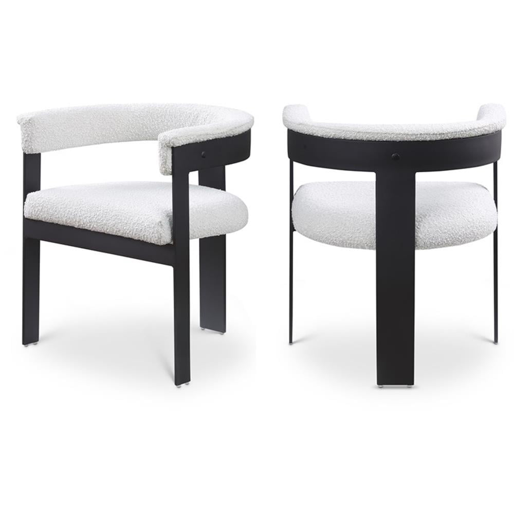 Blake Cream Boucle Fabric Arm Chair with Black Metal Frame