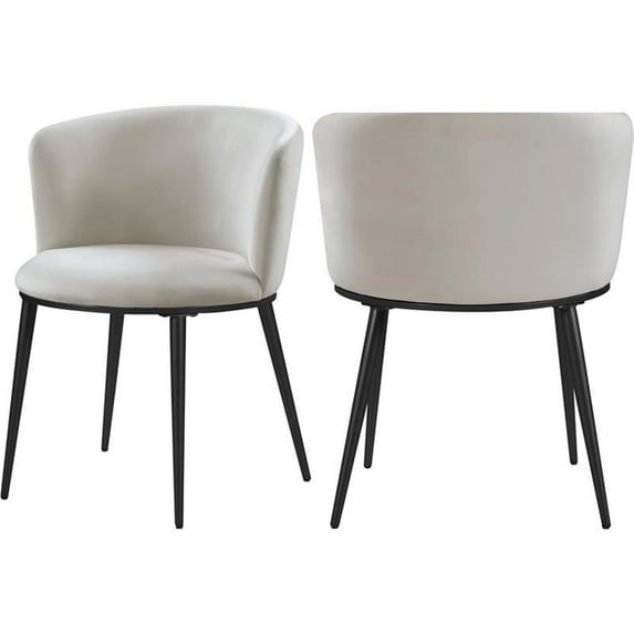 Meridian Furniture Skylar Cream Velvet Dining Chair (Set of 2)