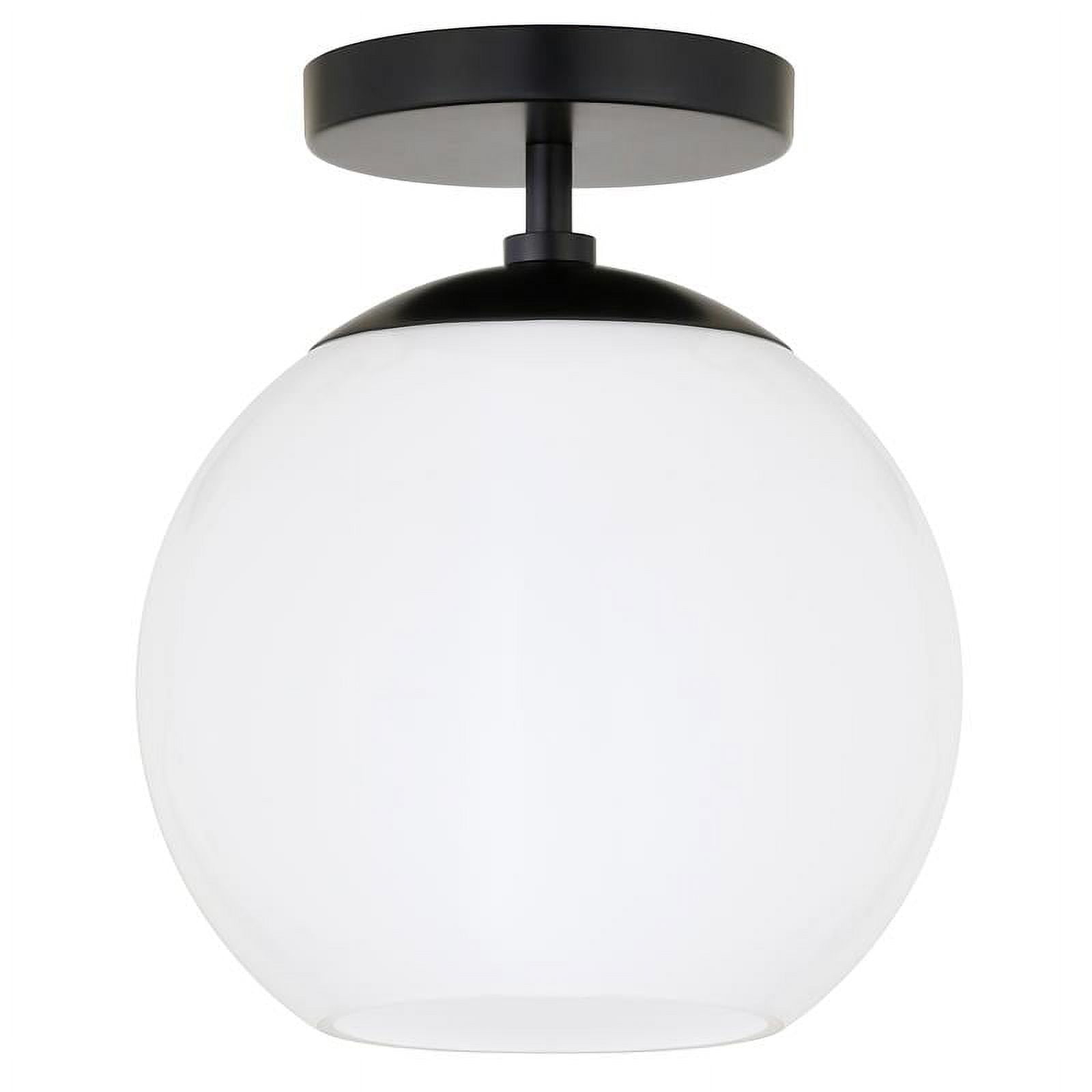 Maklaine Contemporary Semi Flush Mount Ceiling Light in Matte Black