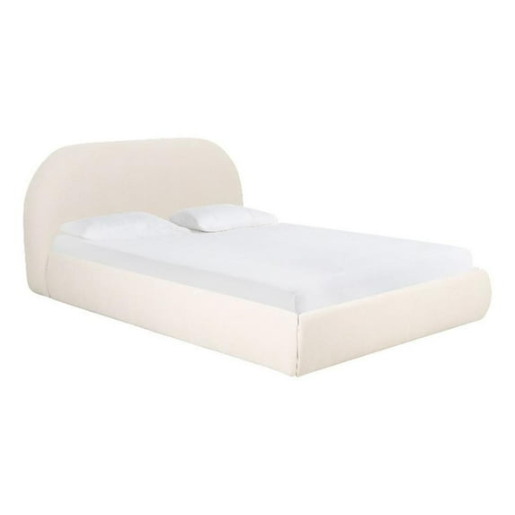TOV Furniture Bara Cream Textured Velvet UK Super King Bed