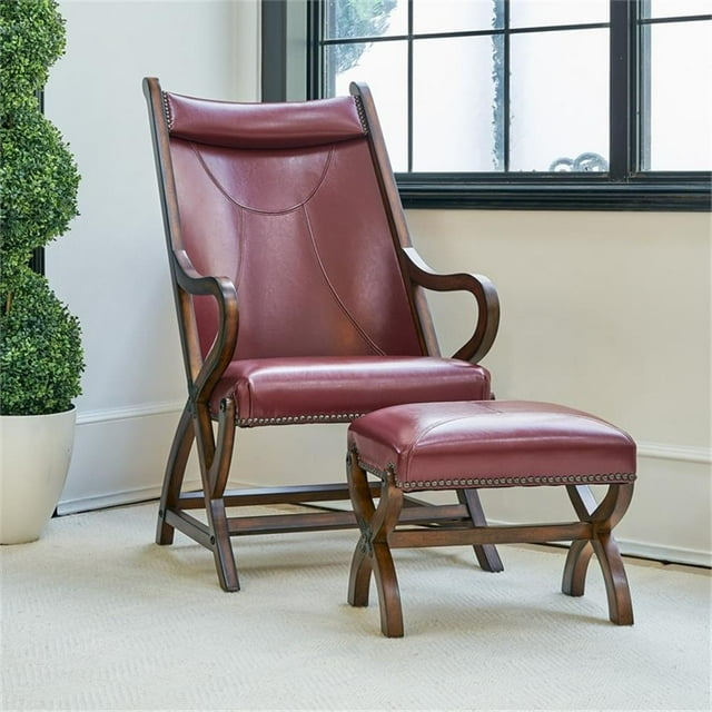 Picket House Furnishings Odessa Chair & Ottoman Set in Cherry