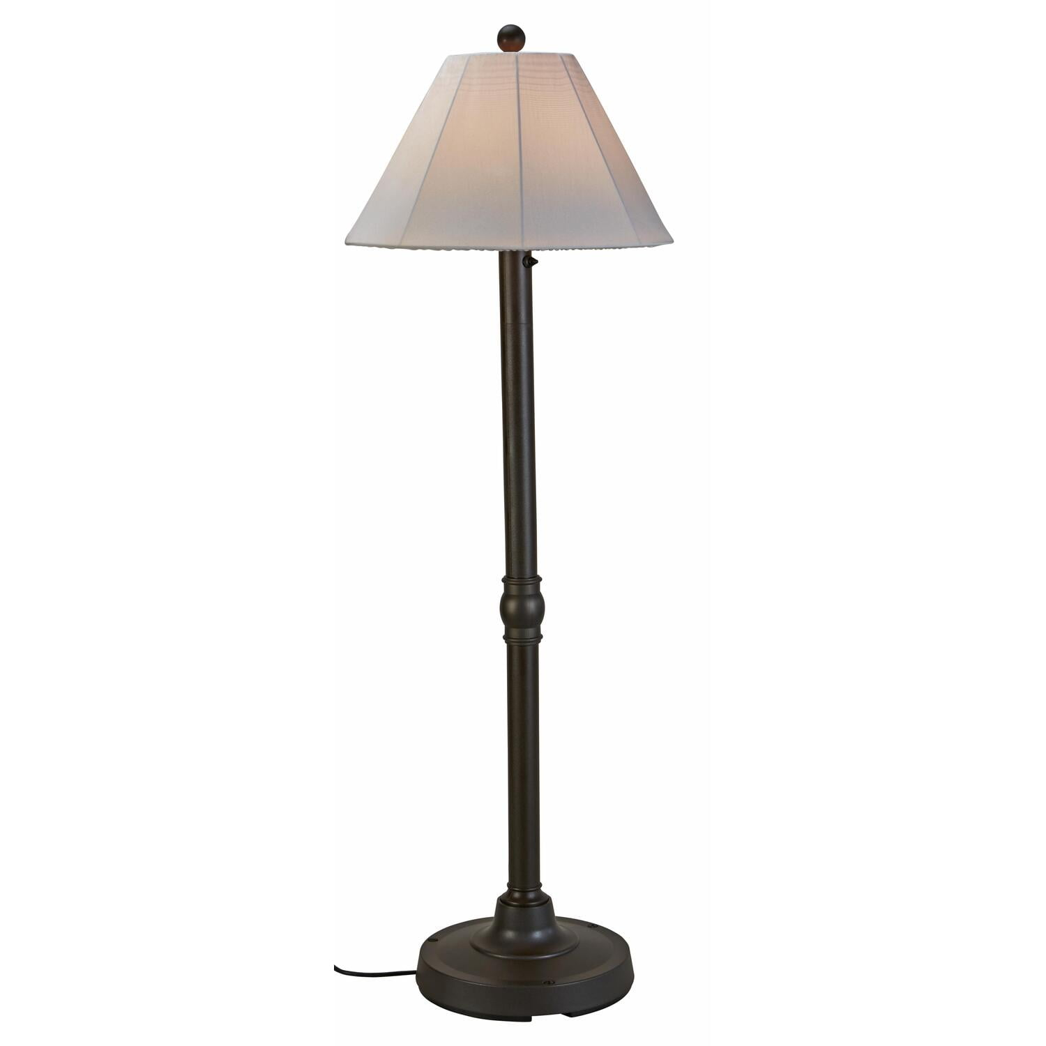 Patio Living Concepts Malibu 60 Outdoor Floor Lamp with 2 Bronze Resin Body and Natural Canvas Sunbrella Shade Cover