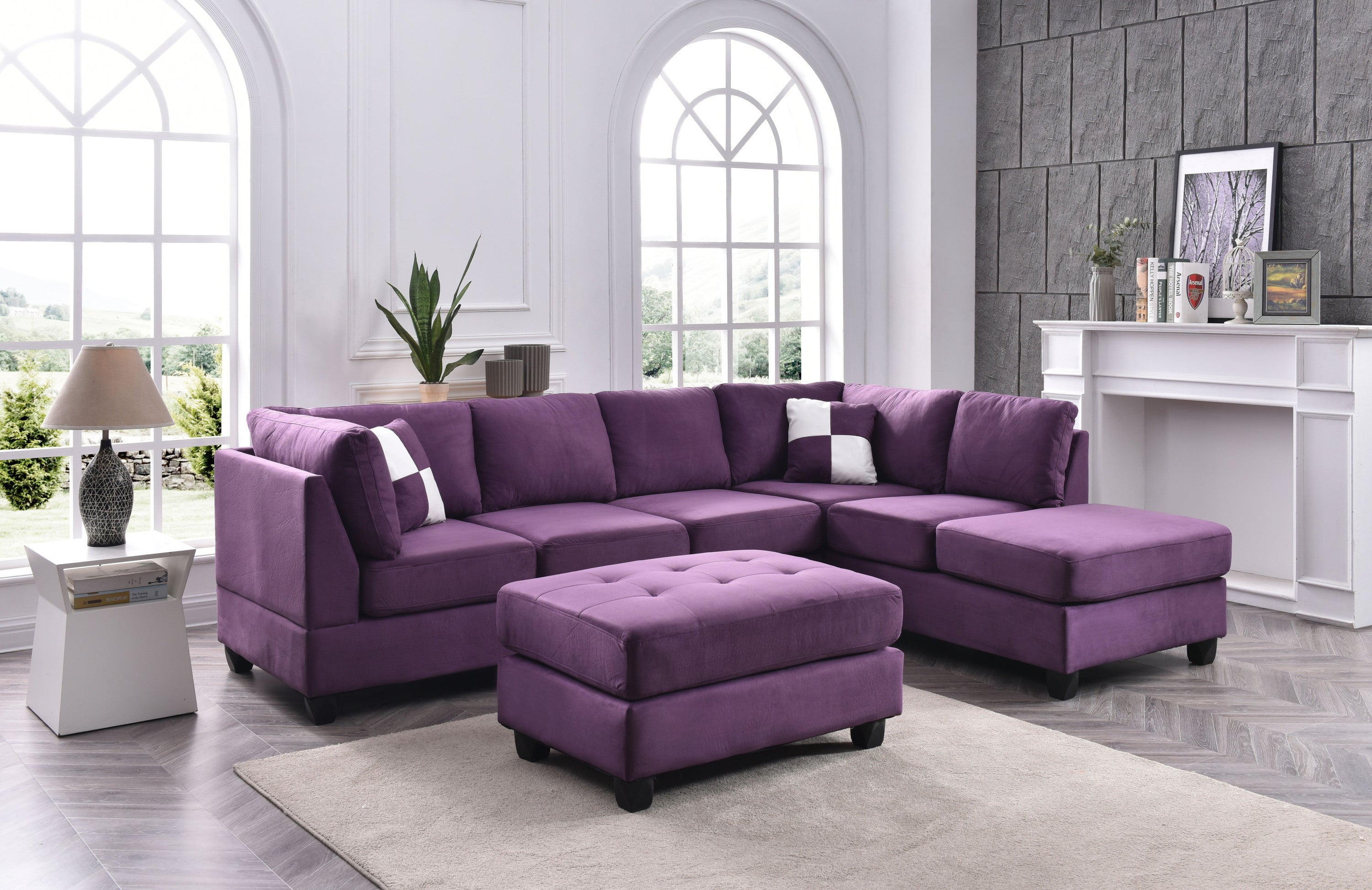 Maykoosh Suburban Soiree Sectional Sofa, Purple