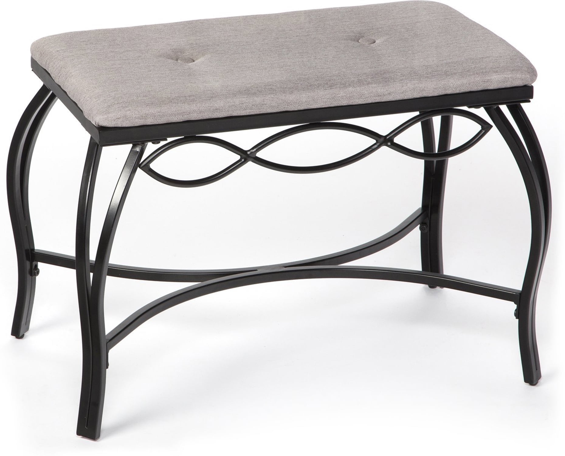 Mango Steam Vanity Seat for Makeup Room, Dressing Stool, Entryway Bench - Gray Shoe Bench