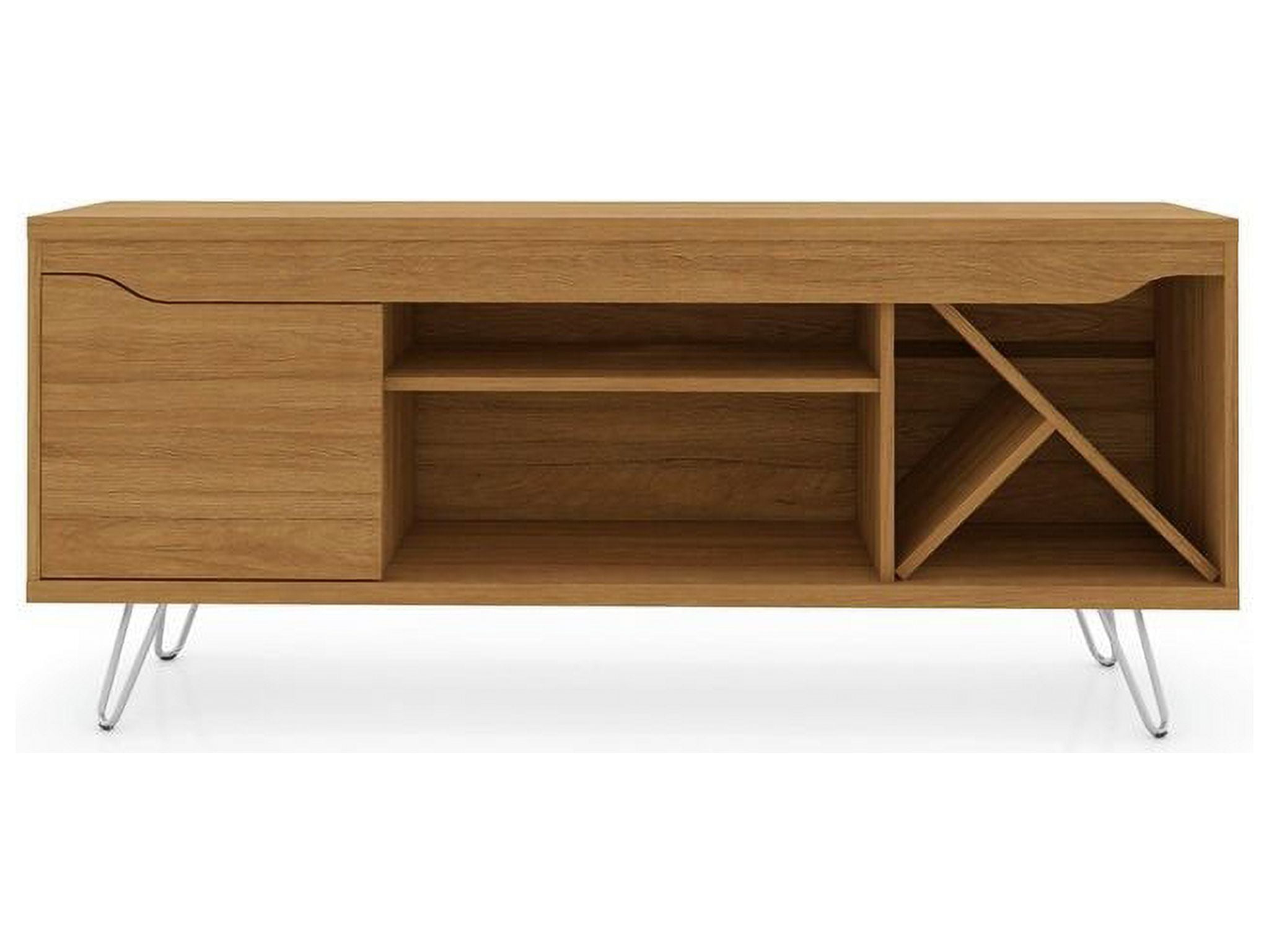 Baxter Mid-Century- Modern TV Stand with Wine Rack in Cinnamon, 23.03 x 53.54 x 14.17 in.