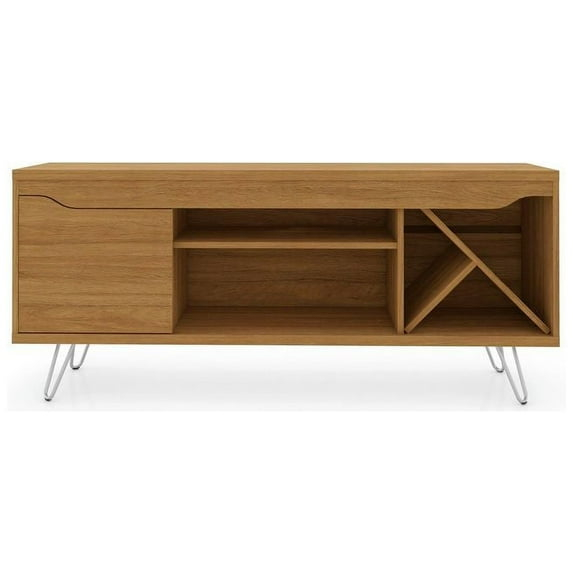 Baxter Mid-Century- Modern TV Stand with Wine Rack in Cinnamon, 23.03 x 53.54 x 14.17 in.