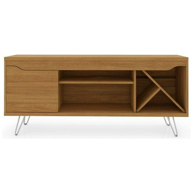 Baxter Mid-Century- Modern TV Stand with Wine Rack in Cinnamon, 23.03 x 53.54 x 14.17 in.