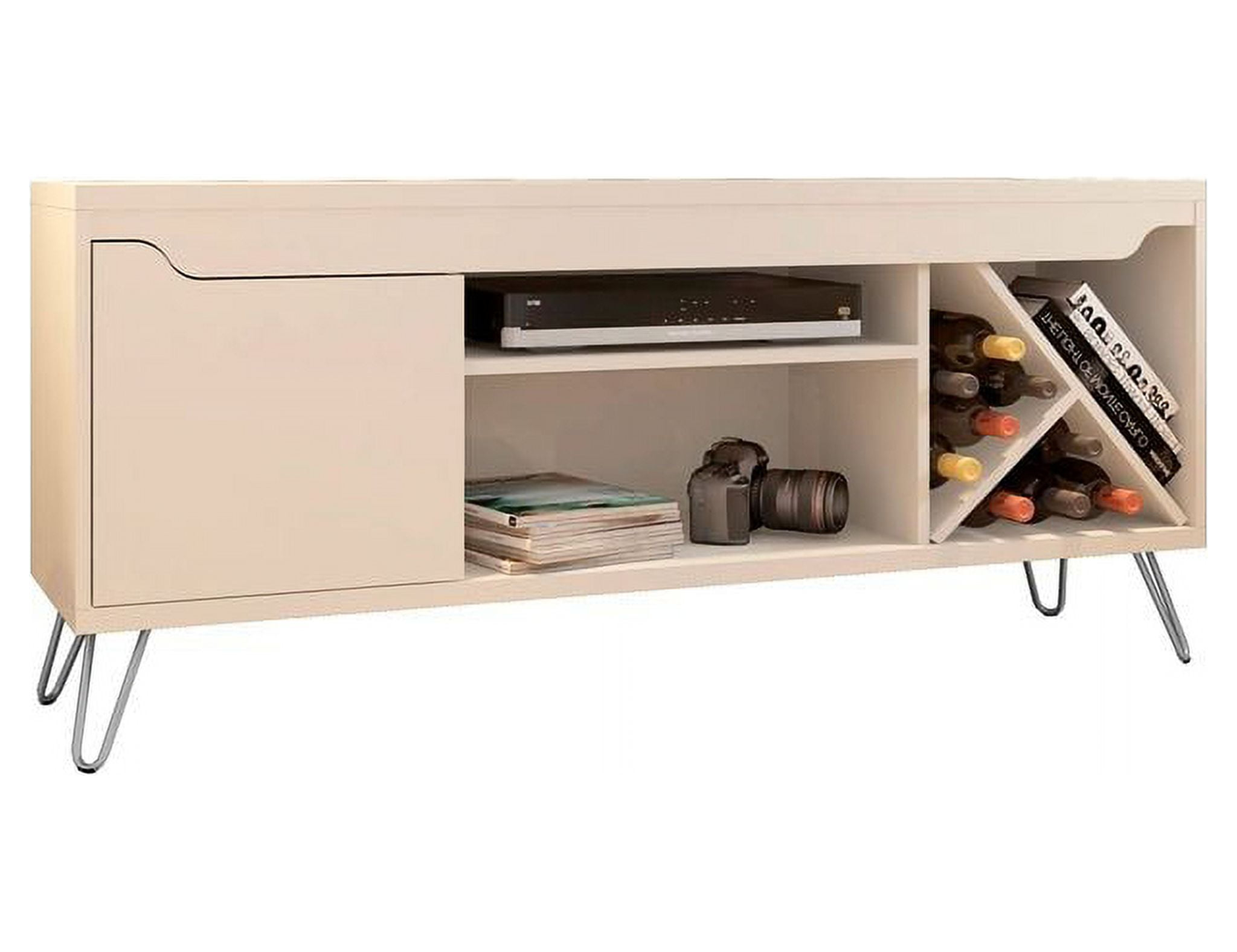 Manhattan Comfort Baxter Mid-Century- Modern 53.54" TV Stand with Wine Rack in Off White