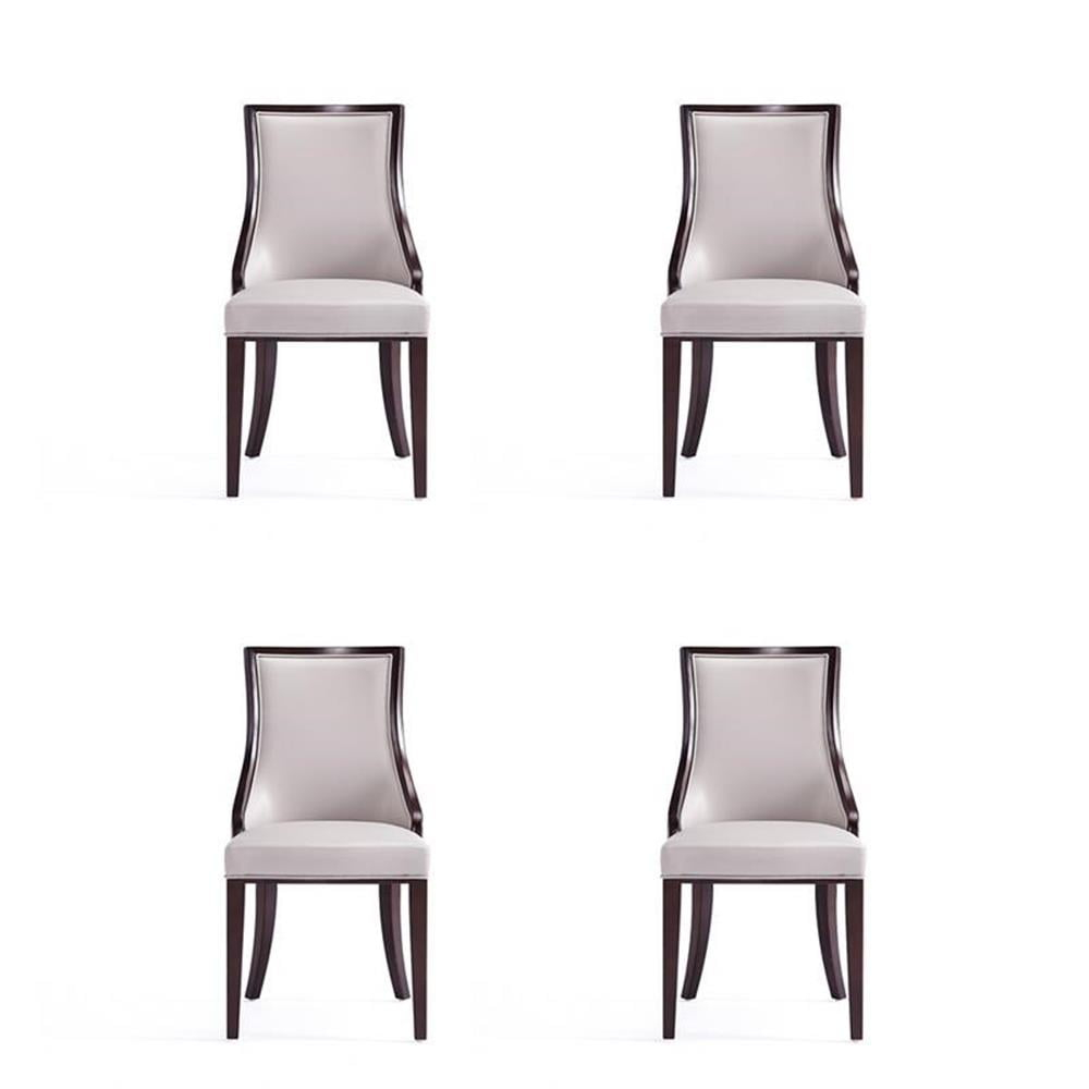 Manhattan Comfort Grand 18.5" Faux Leather Dining Chair in Gray (Set of 4)