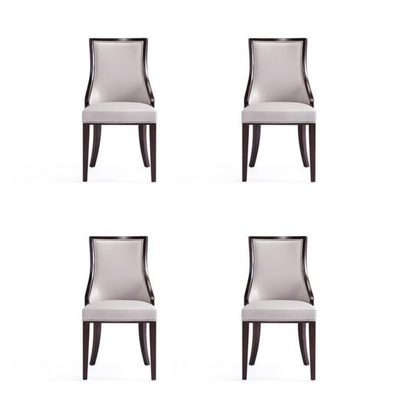 Manhattan Comfort Grand 18.5" Faux Leather Dining Chair in Gray (Set of 4)