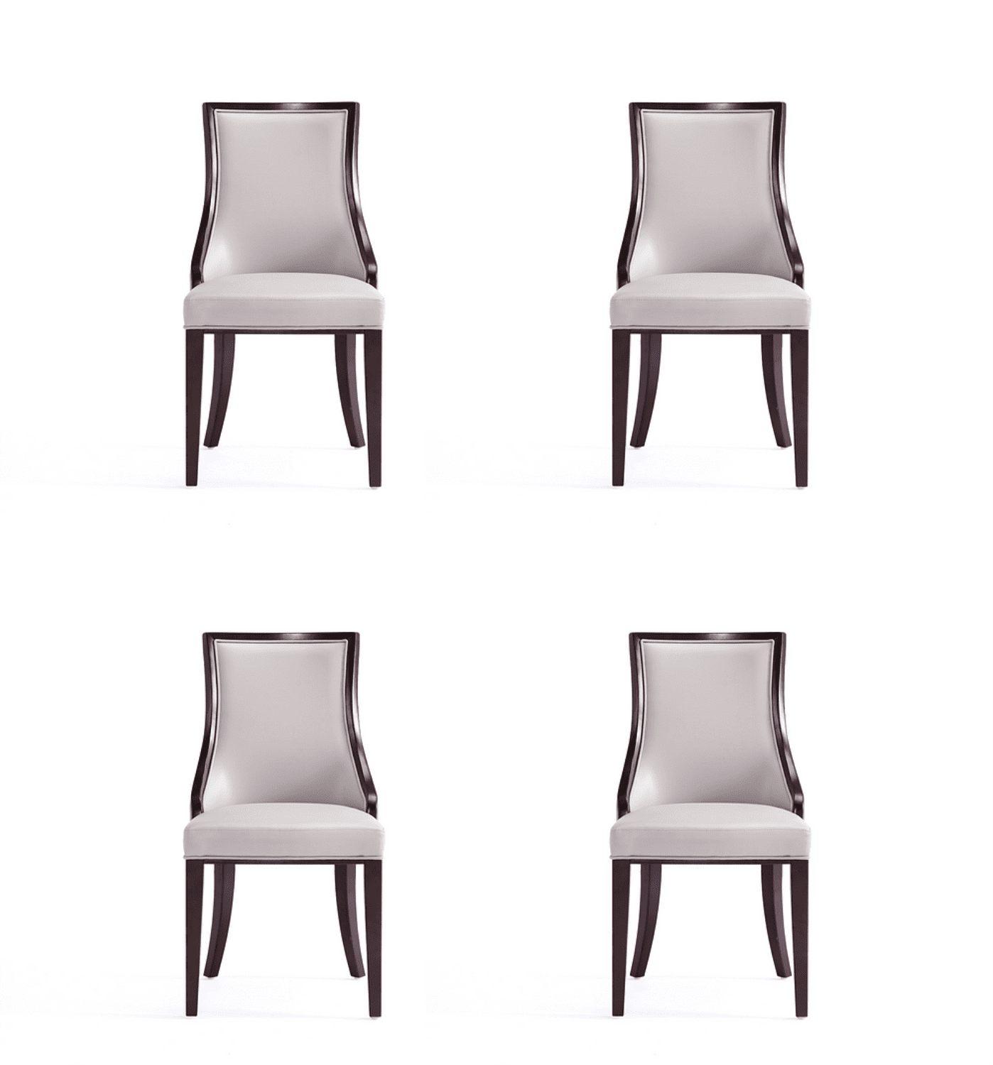 Manhattan Comfort Grand 18.5" Faux Leather Dining Chair in Gray (Set of 4)