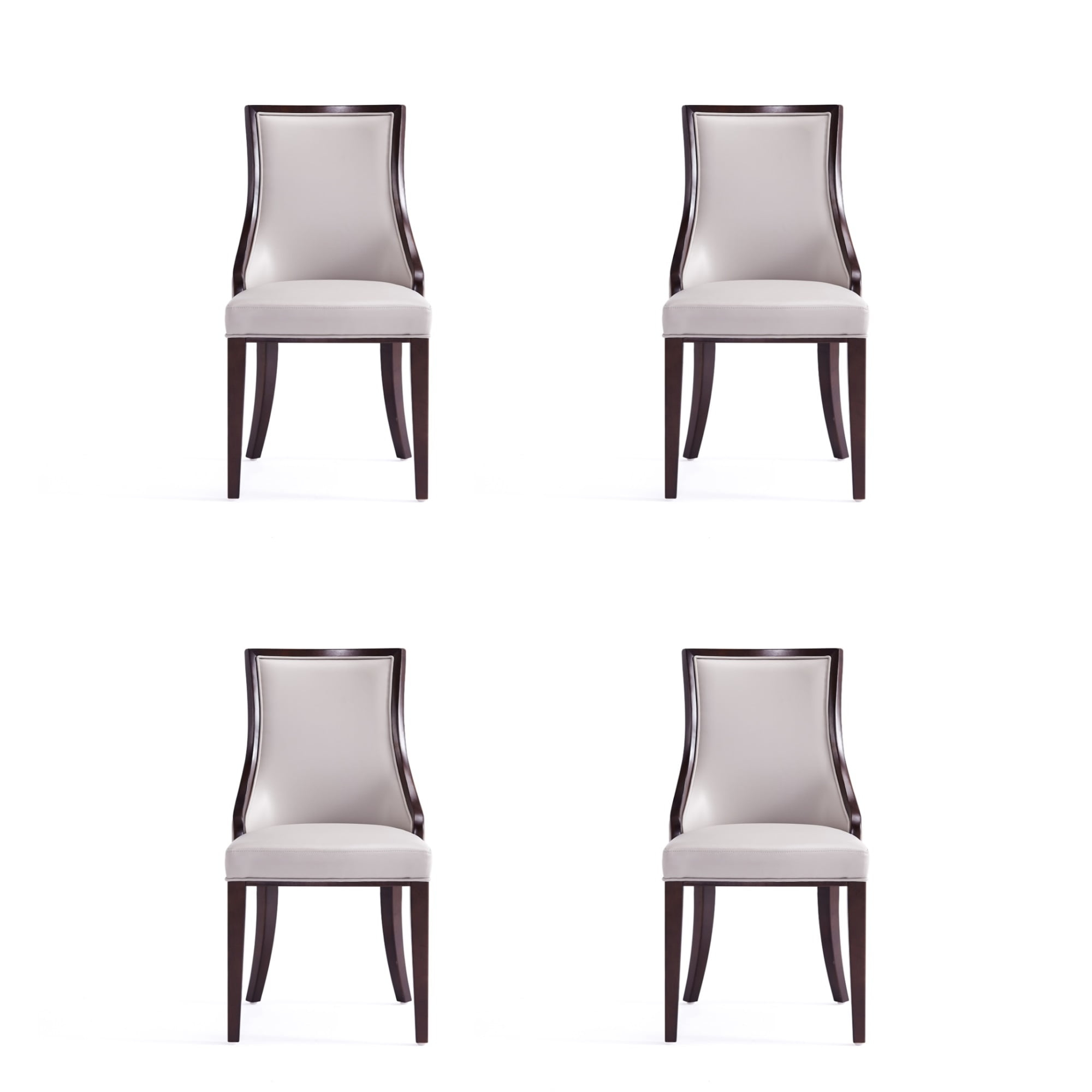 Manhattan Comfort Grand 18.5" Faux Leather Dining Chair in Gray (Set of 4)