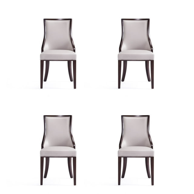 Manhattan Comfort Grand 18.5" Faux Leather Dining Chair in Gray (Set of 4)