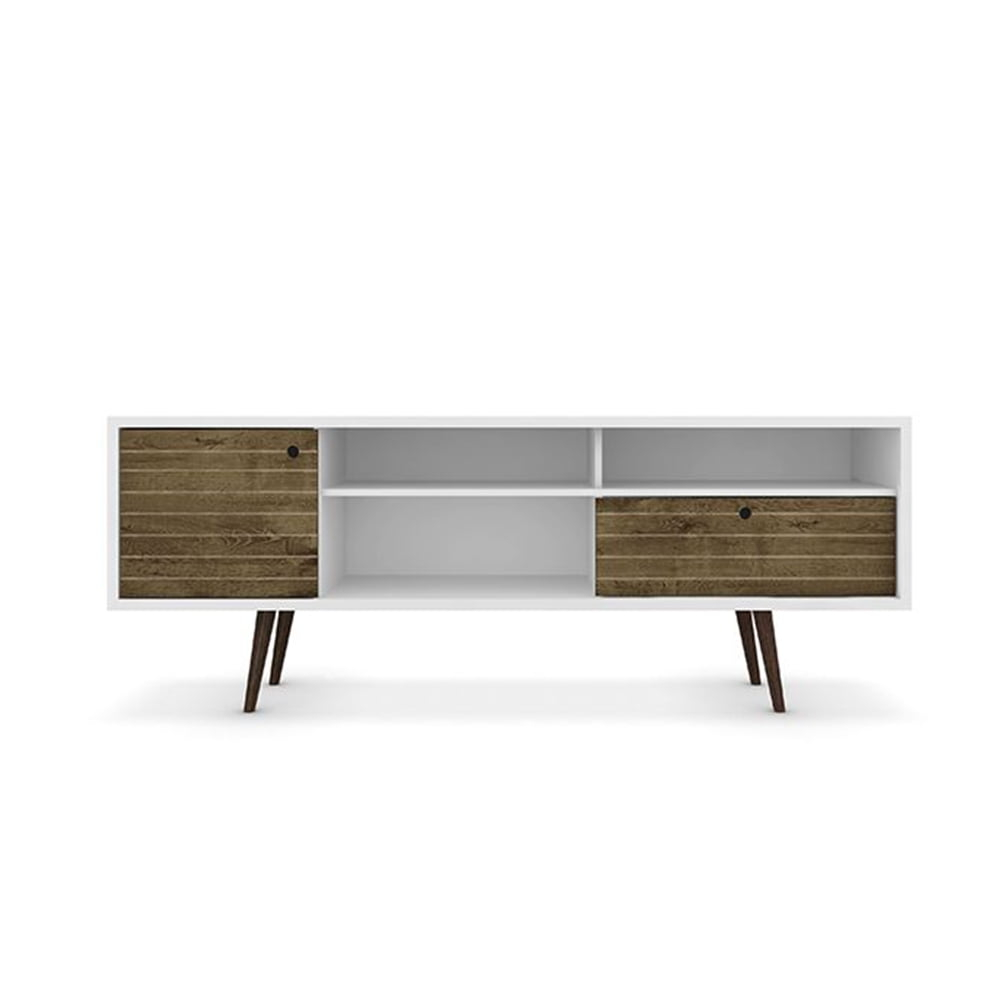 Liberty 70.86" Mid-Century Modern TV Stand with 4 Shelving Spaces and 1 Drawer  with Solid Wood Legs