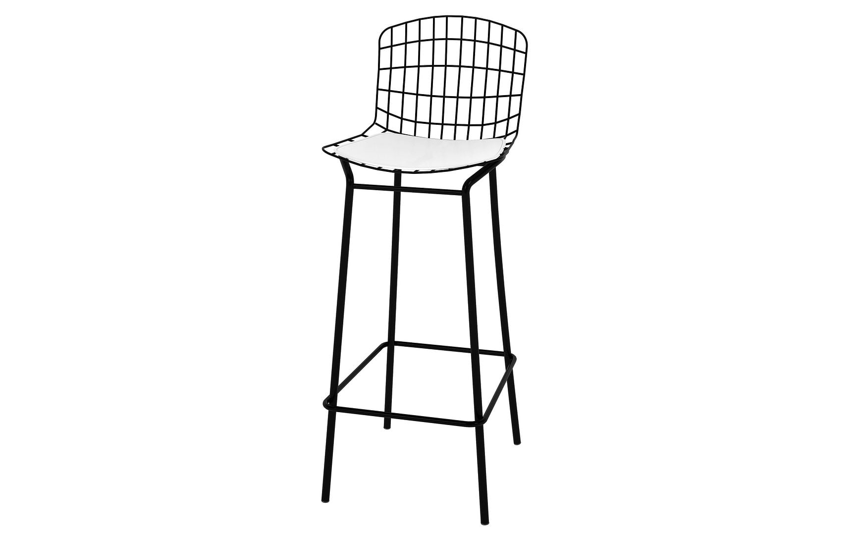 Manhattan Comfort Madeline 41.73" Barstool with Seat Cushion in Black and White