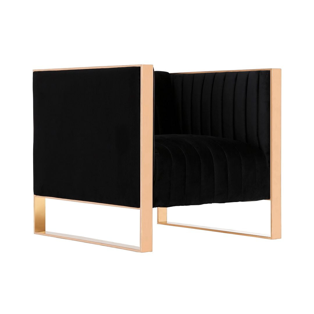 Manhattan Comfort Trillium Velvet Upholstered Accent Chair in Black