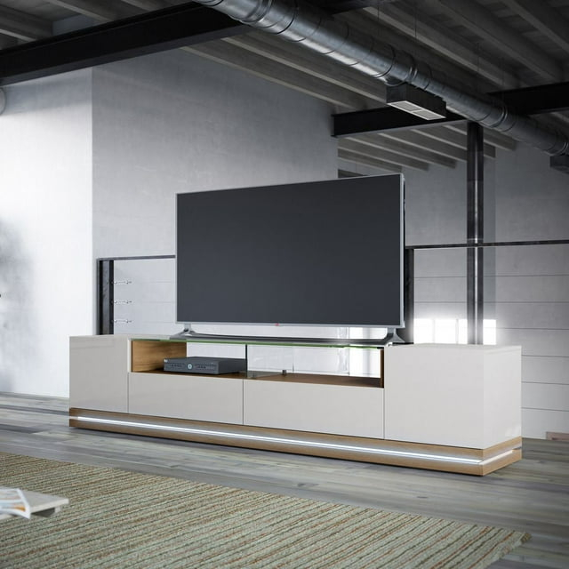 85.43" Vanderbilt TV Stand for TVs up to 70" Off White/Maple Cream - Manhattan Comfort