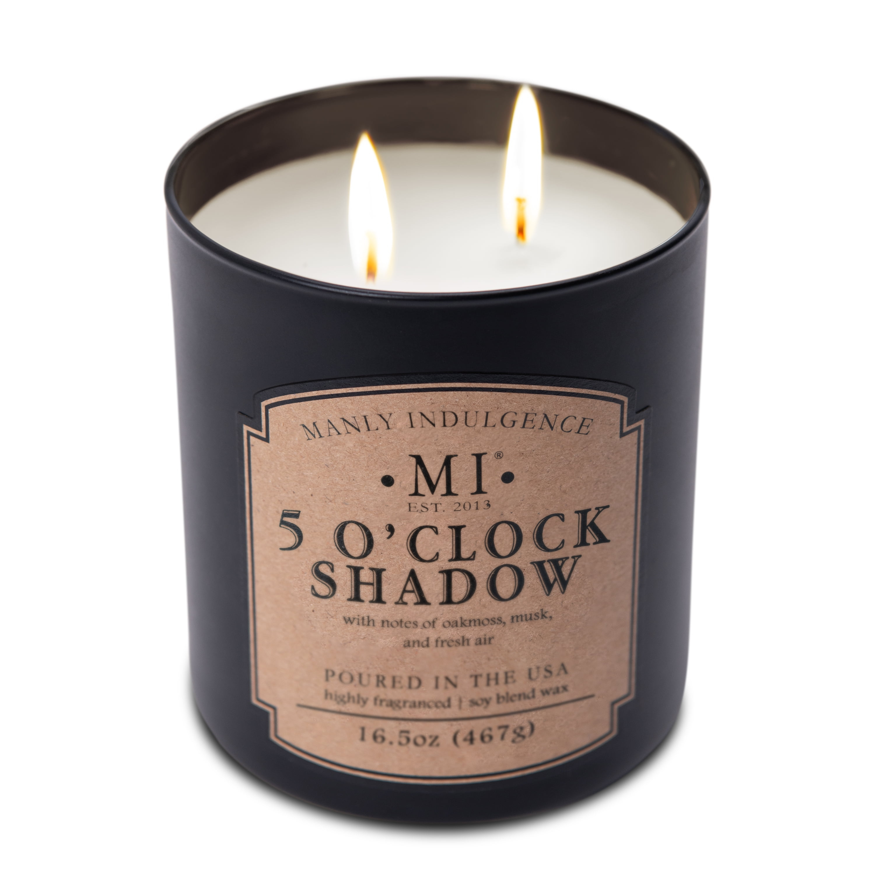 Manly Indulgence Classic+ Five O'Clock Scented Jar Candle, 2 Wick, 16.5 oz, 60h Burn, Aromatic