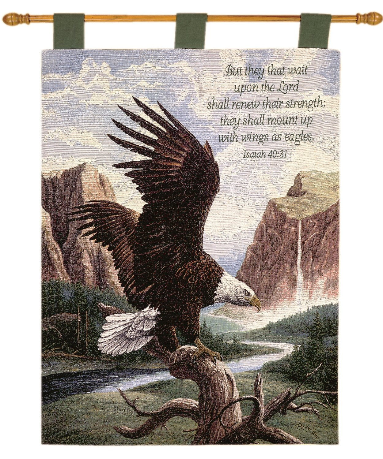 Charlotte Home Furnishings  Freedom With Verse Fine Art Tapestry, Brown