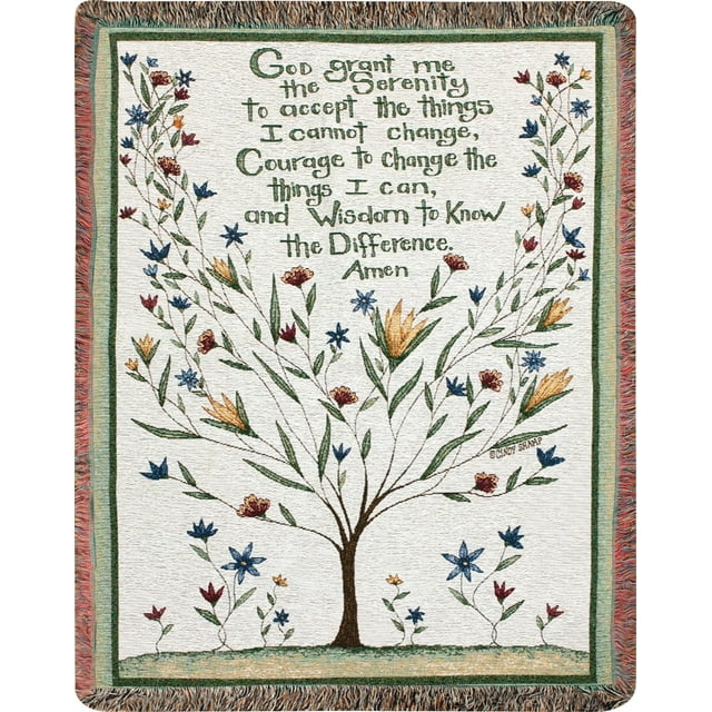 Manual Woodworkers and Weavers  Serenity Prayer Tapestry Throw Blanket Fashionable Jacquard Woven 50 X 60 in.