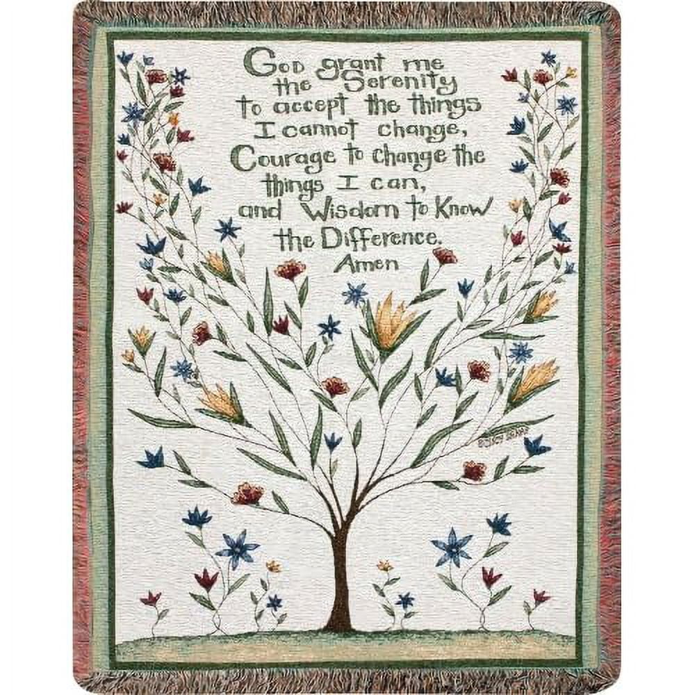 Manual Woodworkers and Weavers  Serenity Prayer Tapestry Throw Blanket Fashionable Jacquard Woven 50 X 60 in.