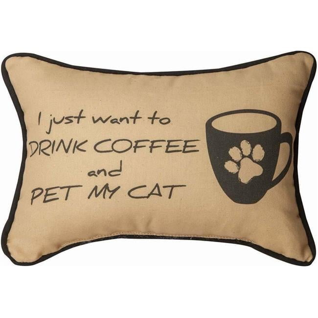 Manual Woodworkers & Weavers  12.5 x 8.5 in. I Just Wanted to Drink Coffee & Pet My Cat Pillow