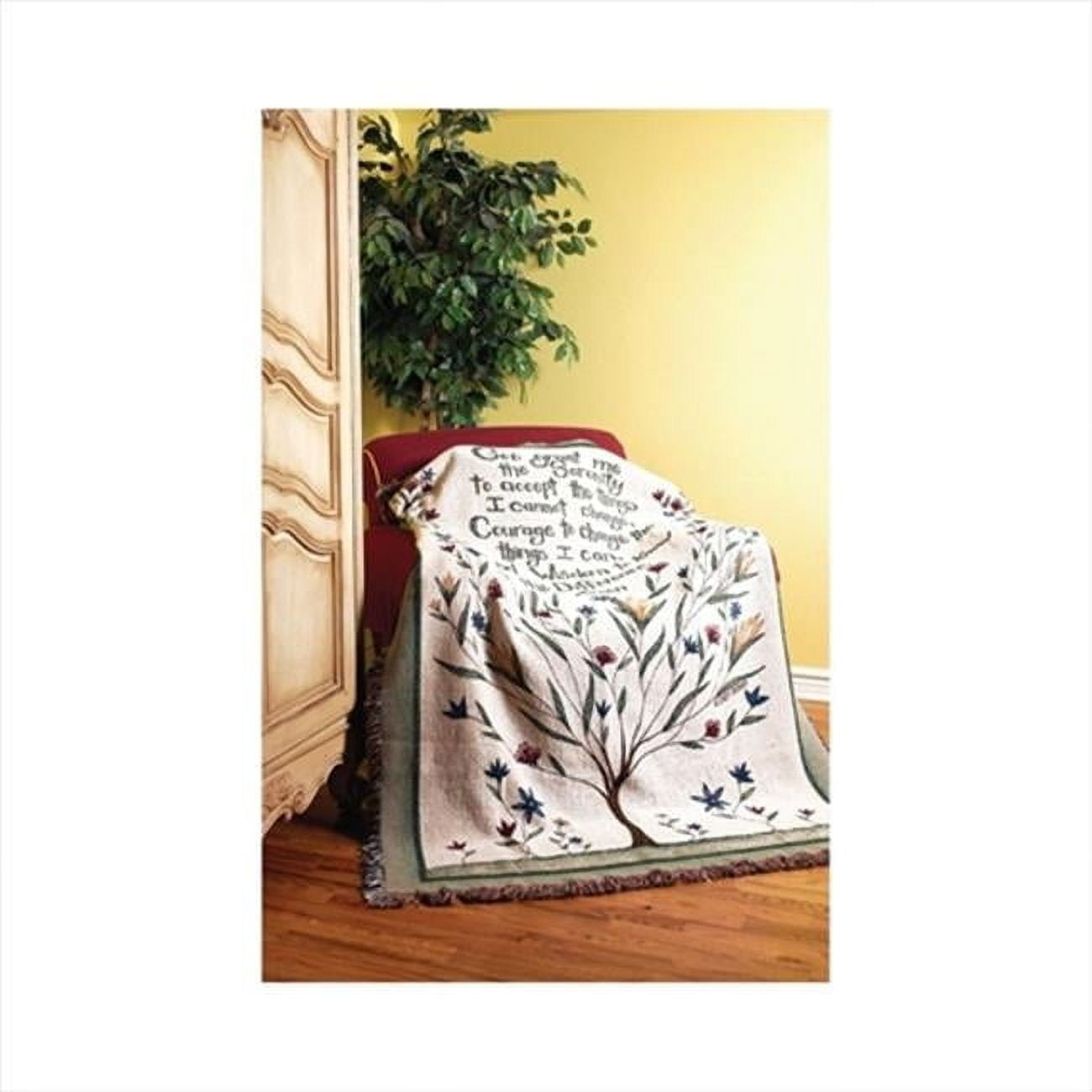 Manual Woodworkers and Weavers  Serenity Prayer Tapestry Throw Blanket Fashionable Jacquard Woven 50 X 60 in.
