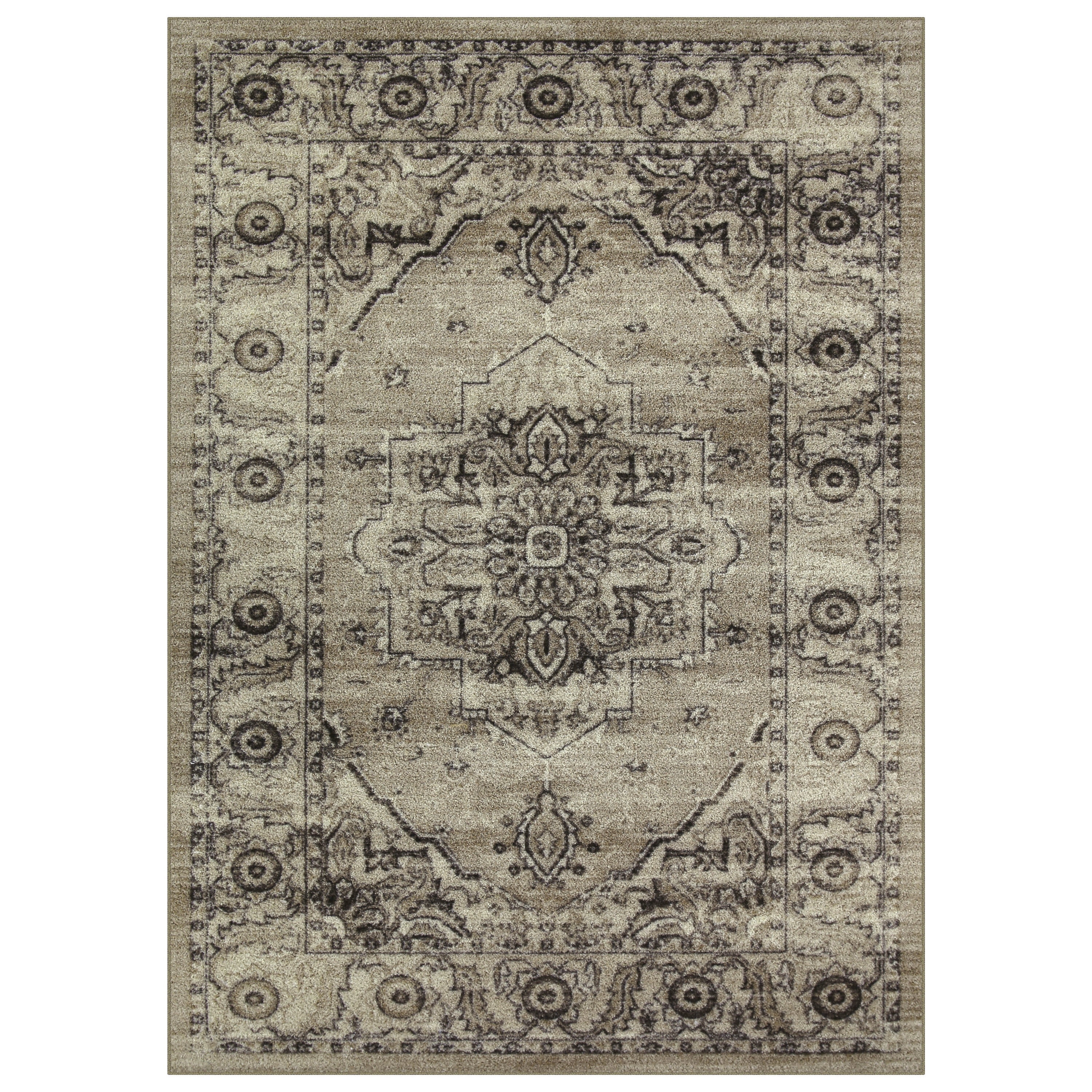 Maples Rugs Lexington Farmhouse Floral Taupe Washable Entryway Area Rug, 2'6 x 3'10