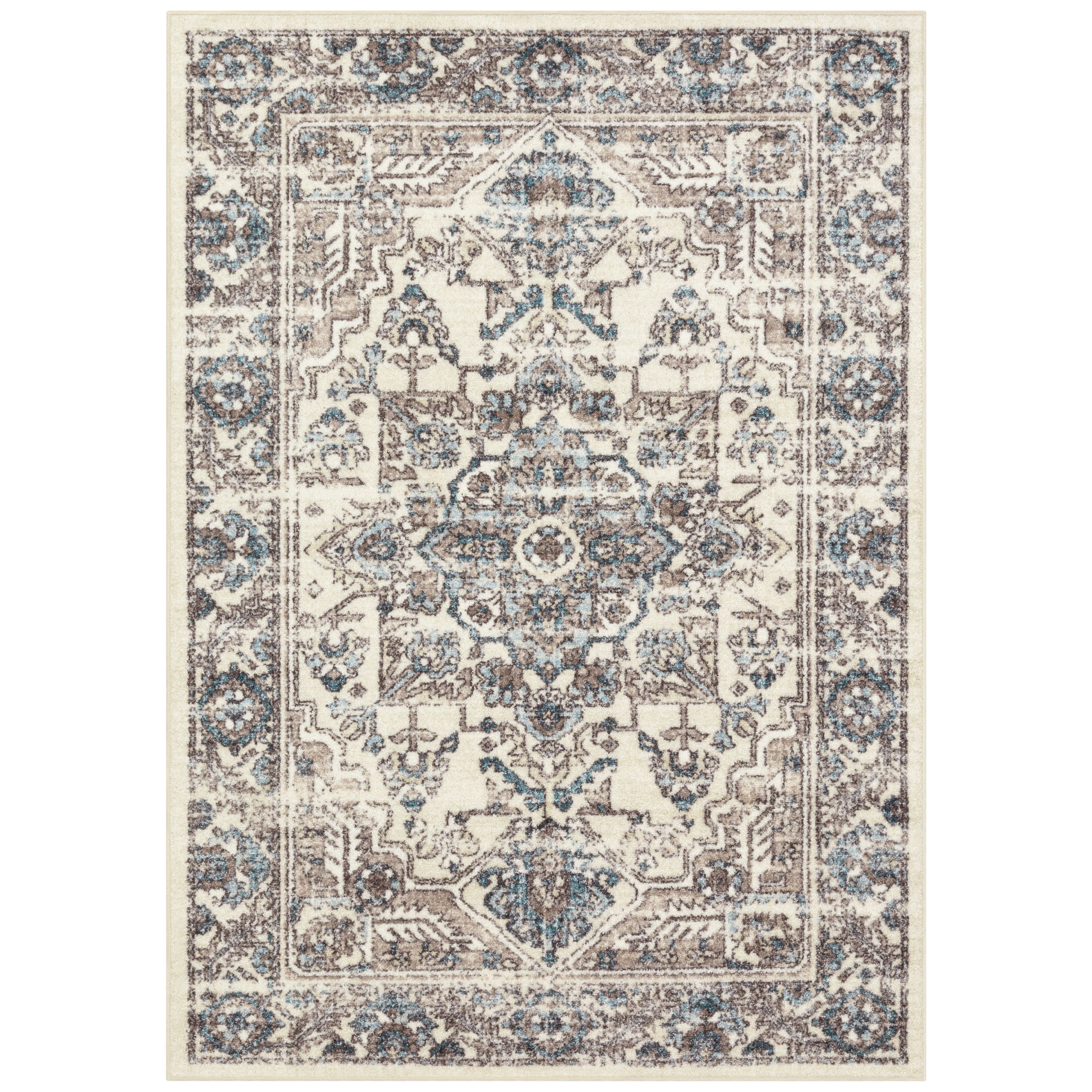 Maples Rugs Antique Border Traditional Beige Ivory Indoor Area Rug, 7' x 10'