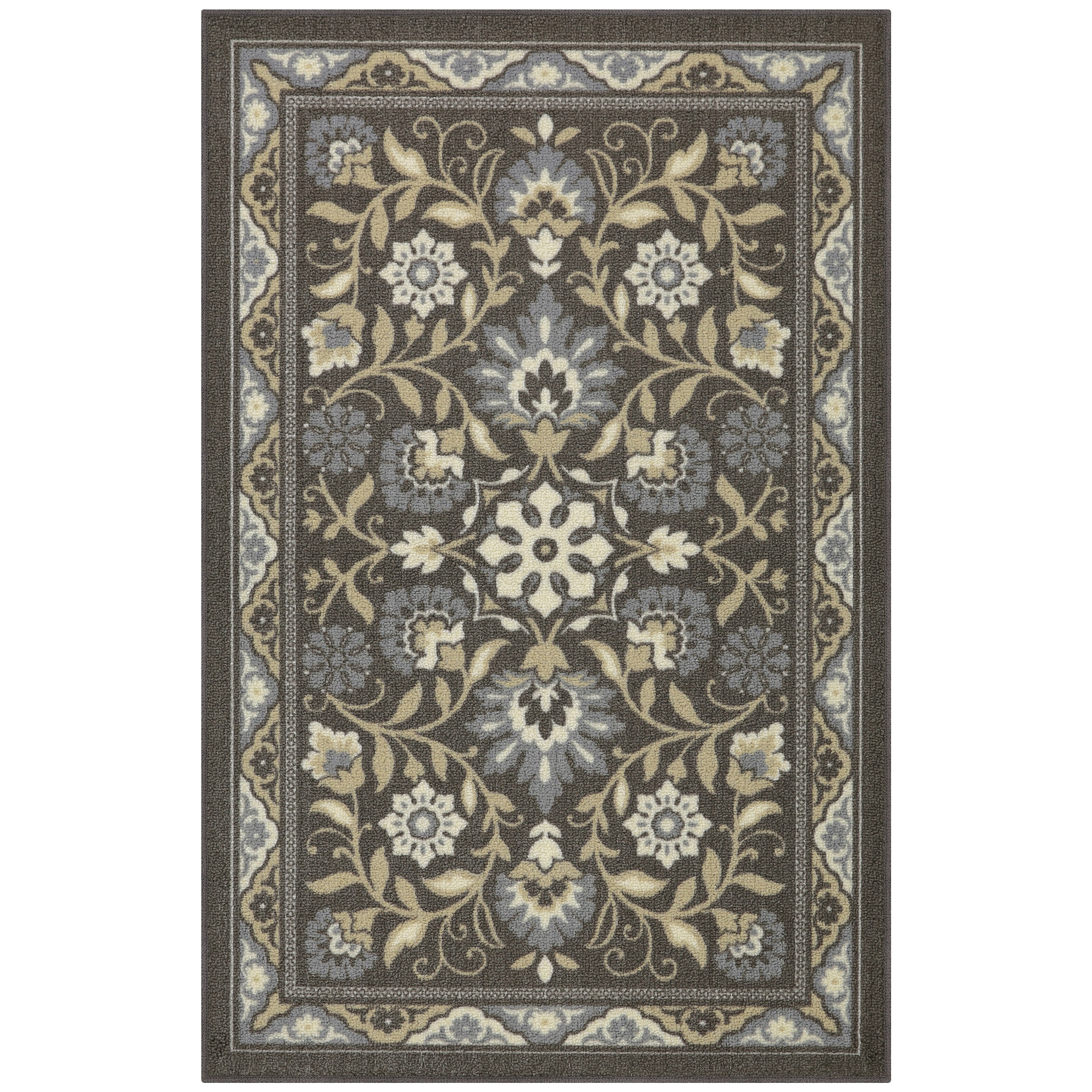Maples Rugs Florence Traditional Swirl Gray Washable Entryway Area Rug, 2'6 x 3'10