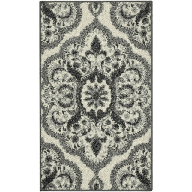 Maples Rugs Florence Traditional Swirl Gray Washable Hallway Runner Rug, 2' x 6'