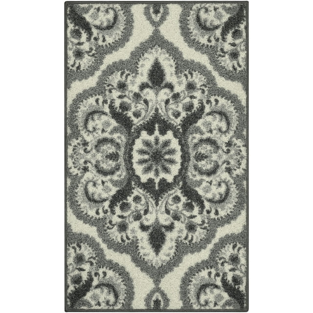 Maples Rugs Vivian Transitional Medallion Grey Washable Entryway Area Rug, 1'8 x 2'10