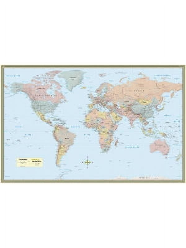 Mapping Specialists QuickStud Laminated World Map Poster, 32" x 50"