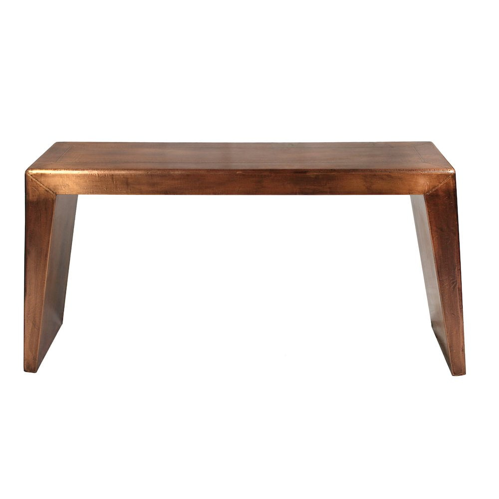 Mar Vista Way Solid Wood Metal Cladded Console Table in Copper