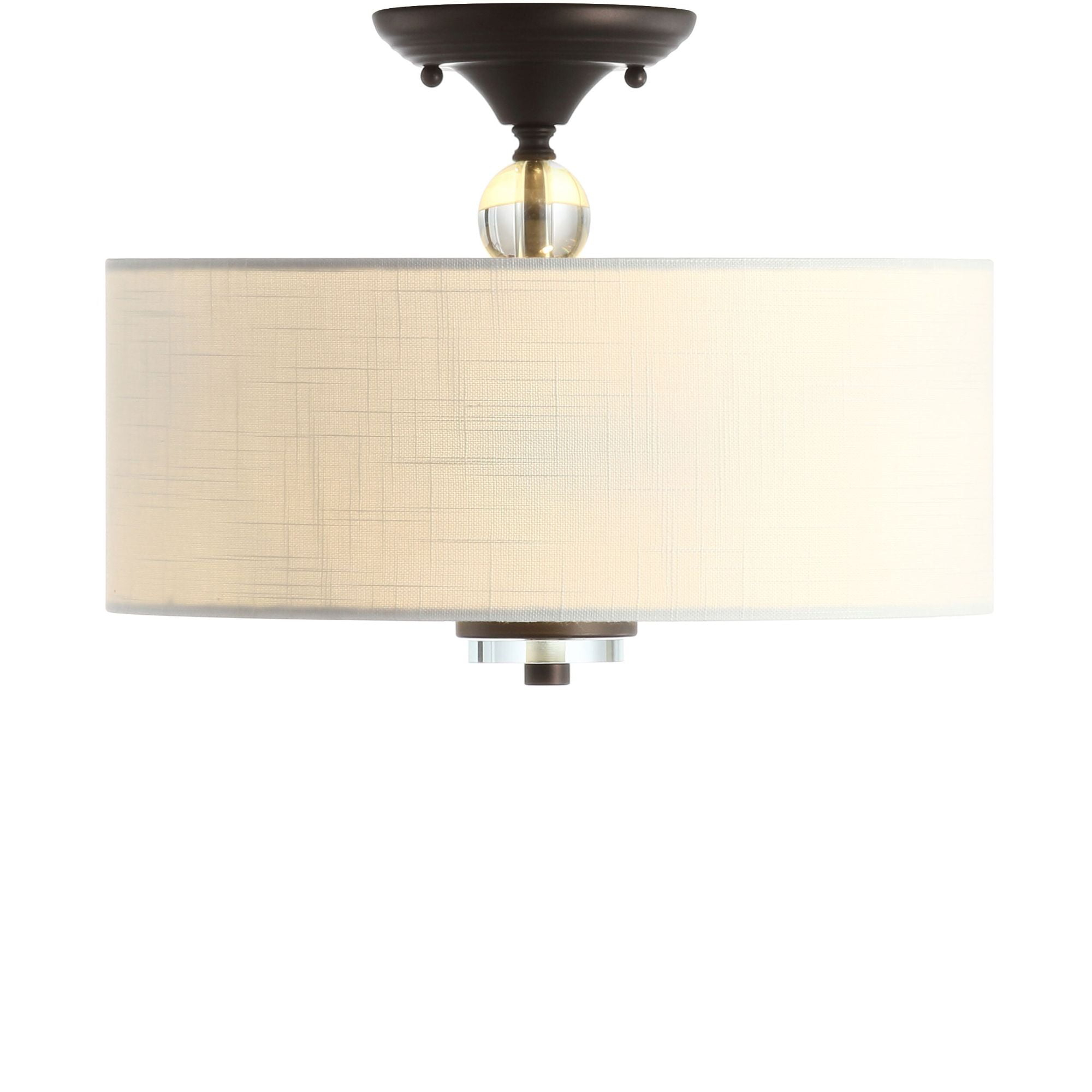 JONATHAN Y JYL9033A Marc 15" Metal/Crystal LED Semi-Flush Mount Contemporary,Traditional,Transitional Dimmable, 2700K Cozy Warm Light, for Kitchen,Hallway,Bathroom,Stairwell, OilRubbedBronze/White