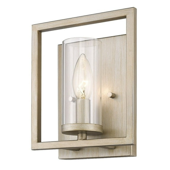 Golden Lighting Marco 1-Light Wall Sconce in White Gold with Clear Glass