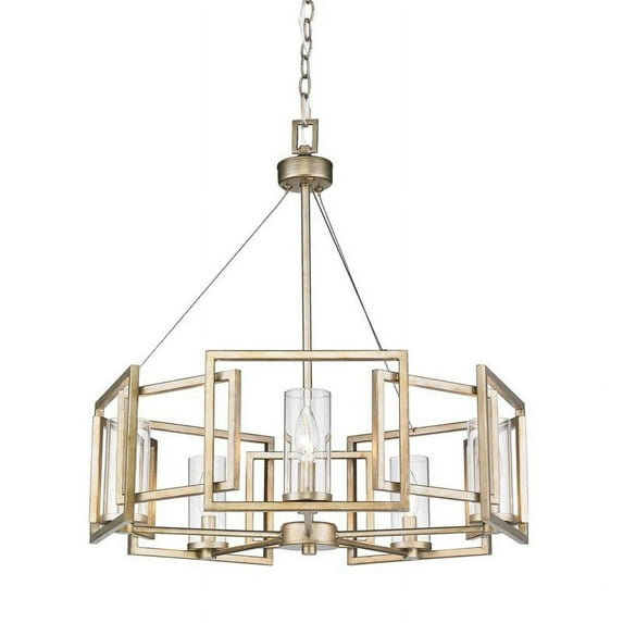 Golden Lighting Marco 5-Light Chandelier in White Gold with Clear Glass