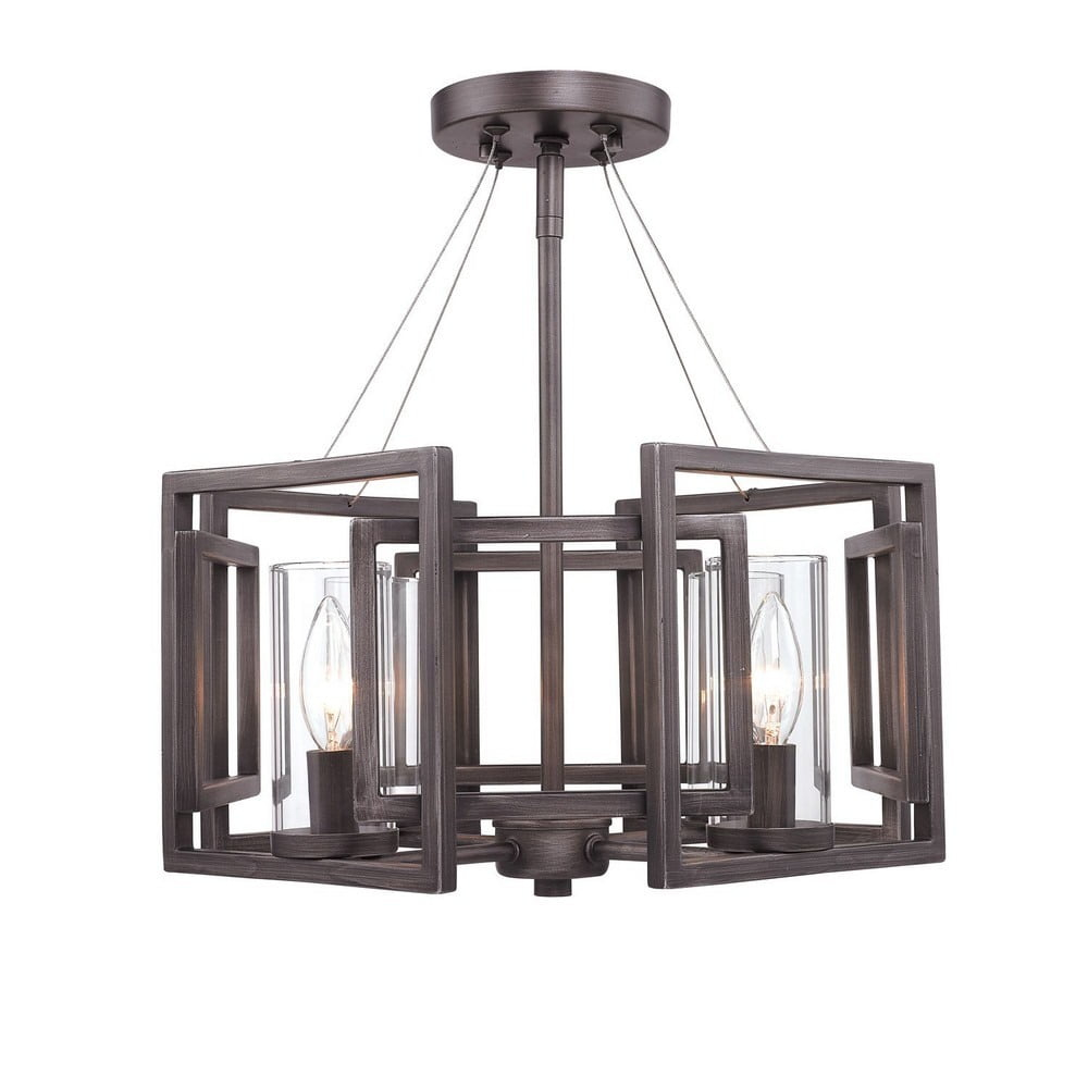 Golden Lighting Marco 4-Light Semi-flush in Gunmetal Bronze with Clear Glass