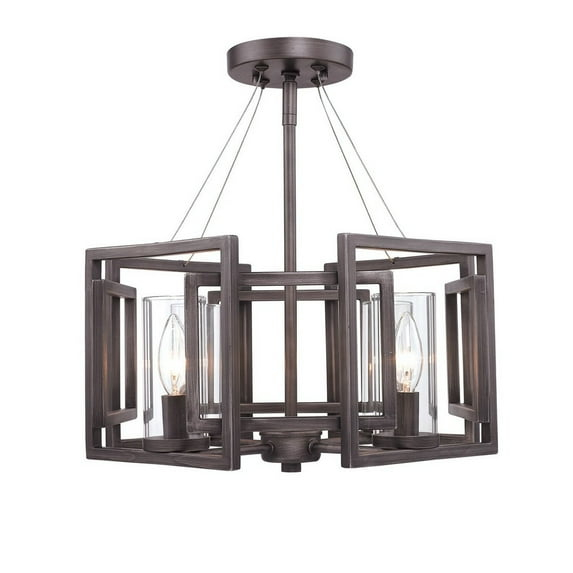 Golden Lighting Marco 4-Light Semi-flush in Gunmetal Bronze with Clear Glass