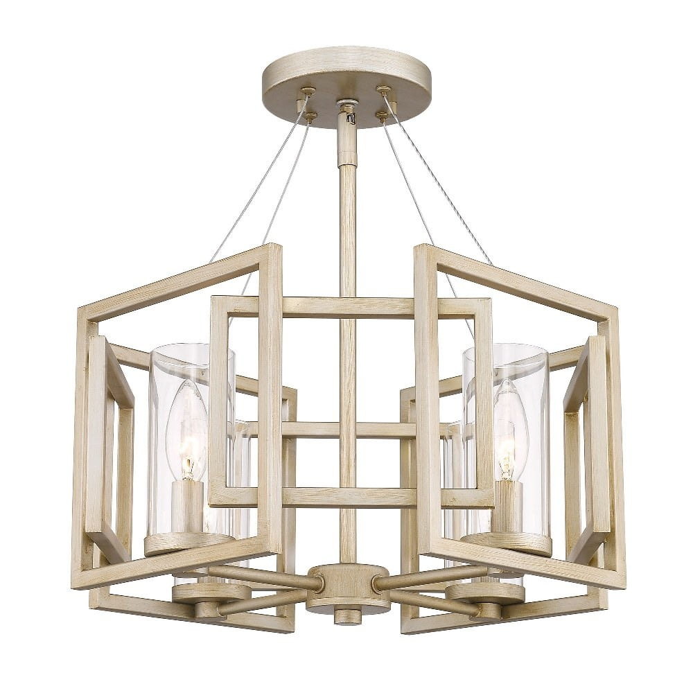 Golden Lighting Marco 4-Light Semi-flush in White Gold with Clear Glass