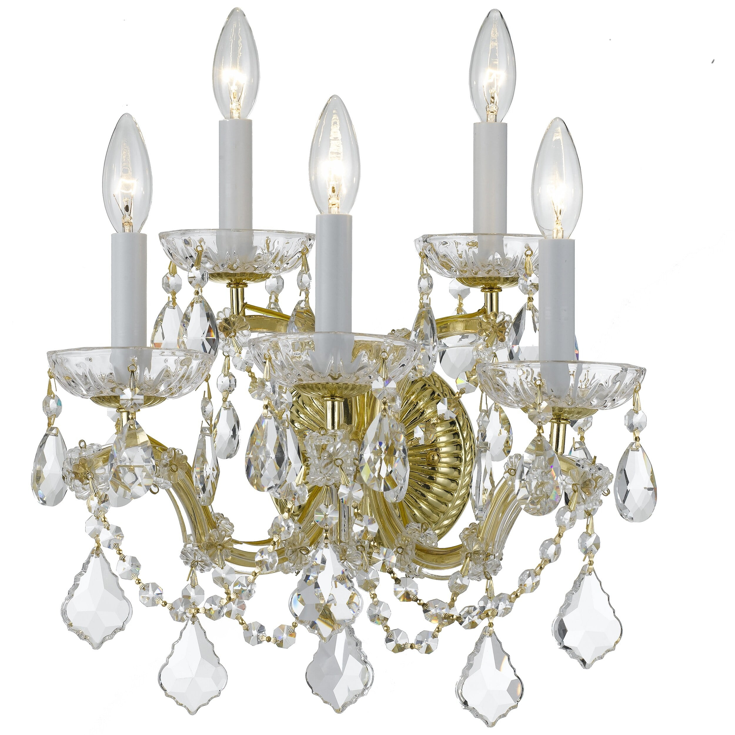 4404-GD-CL-SAQ-Crystorama Lighting-Maria Theresa - Five Light Wall Sconce in Classic Style - 13.5 Inches Wide by 16 Inches High-Gold Finish-Swarovski