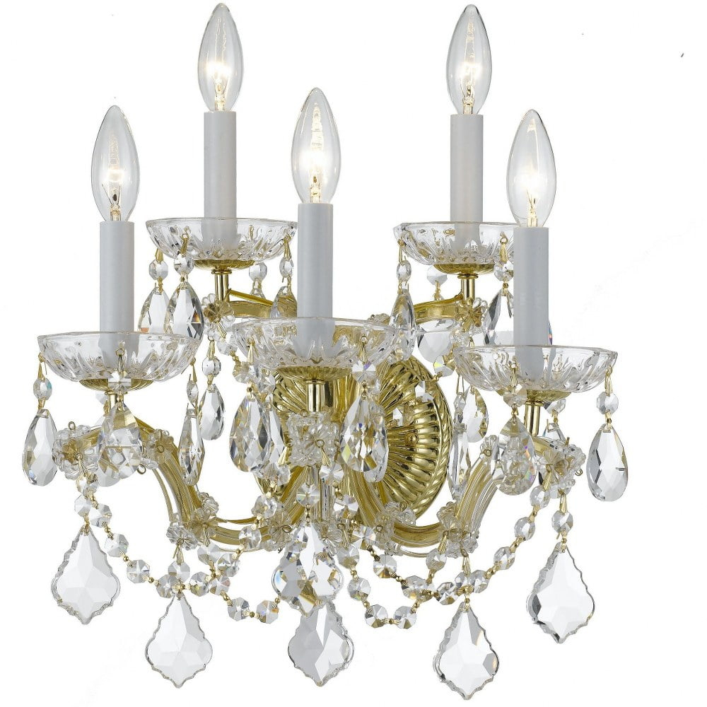 4404-GD-CL-SAQ-Crystorama Lighting-Maria Theresa - Five Light Wall Sconce in Classic Style - 16 Inches Wide by 18 Inches High-Gold Finish-Swarovski