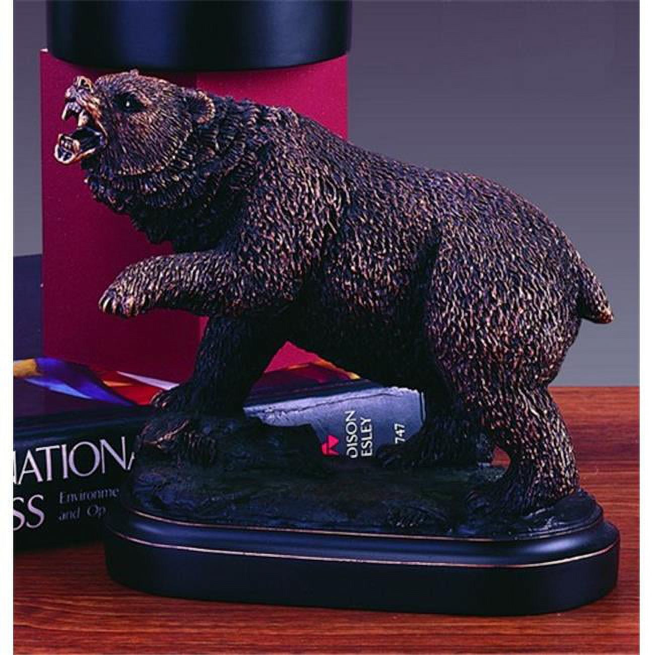 Bronze Electroplated Resin Bear Statue with Polished Finish