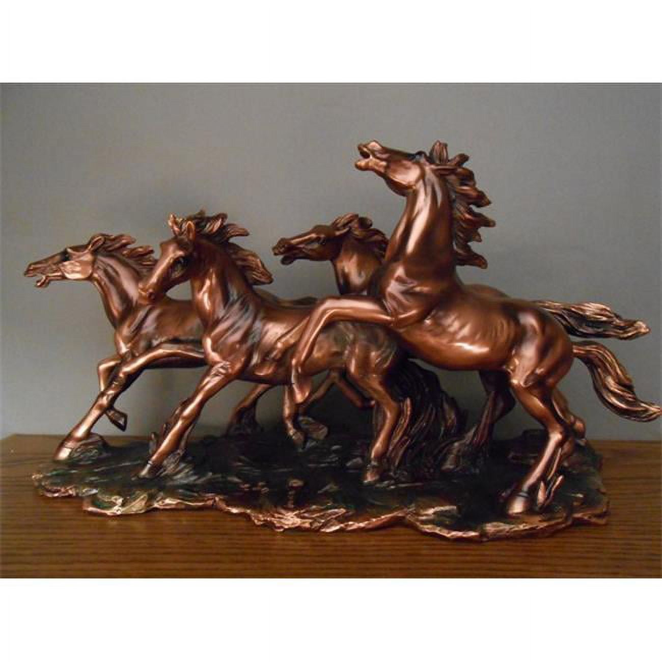 Marian Imports F53150 Four Wild Horses Bronze Plated Resin Sculpture/Statue for Decor