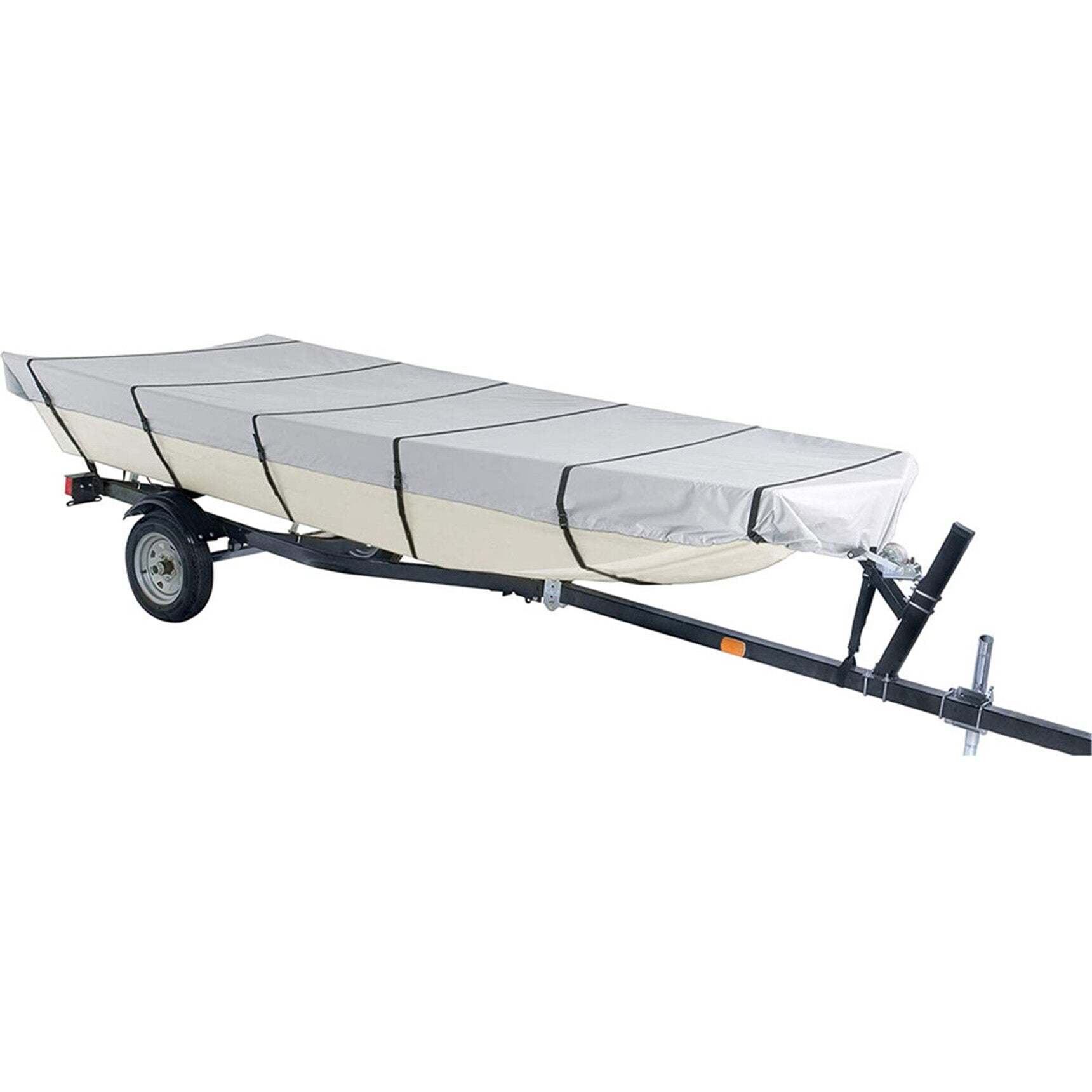 Genrics 12Ft Boat Cover Waterproof Heavy Duty Trailerable Replacement for Jon Boat Grey