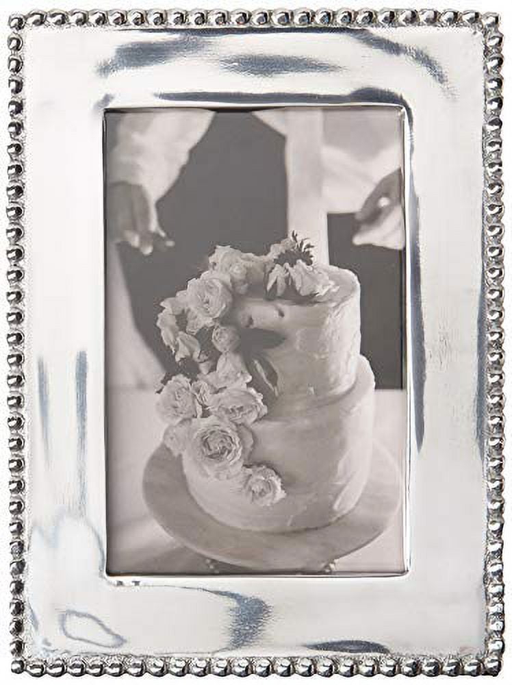 Beaded Silver Metal Beaded Picture Frame