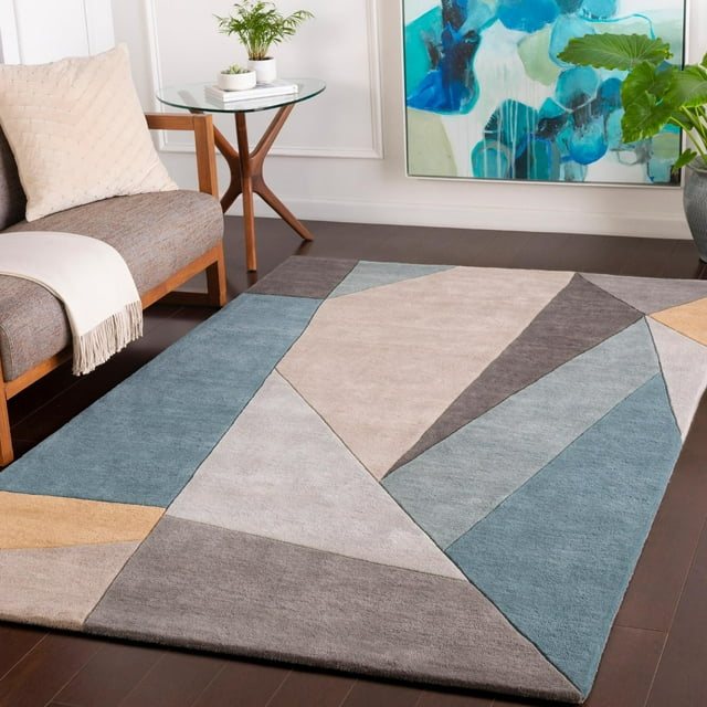 Mark&Day Area Rugs, 8x11 Lollum Modern Teal Area Rug (8' x 11')