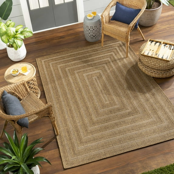 Mark&Day Outdoor Area Rugs, 5x7 Rishard Modern Indoor/Outdoor Brown Tan Area Rug (5'3" x 7')