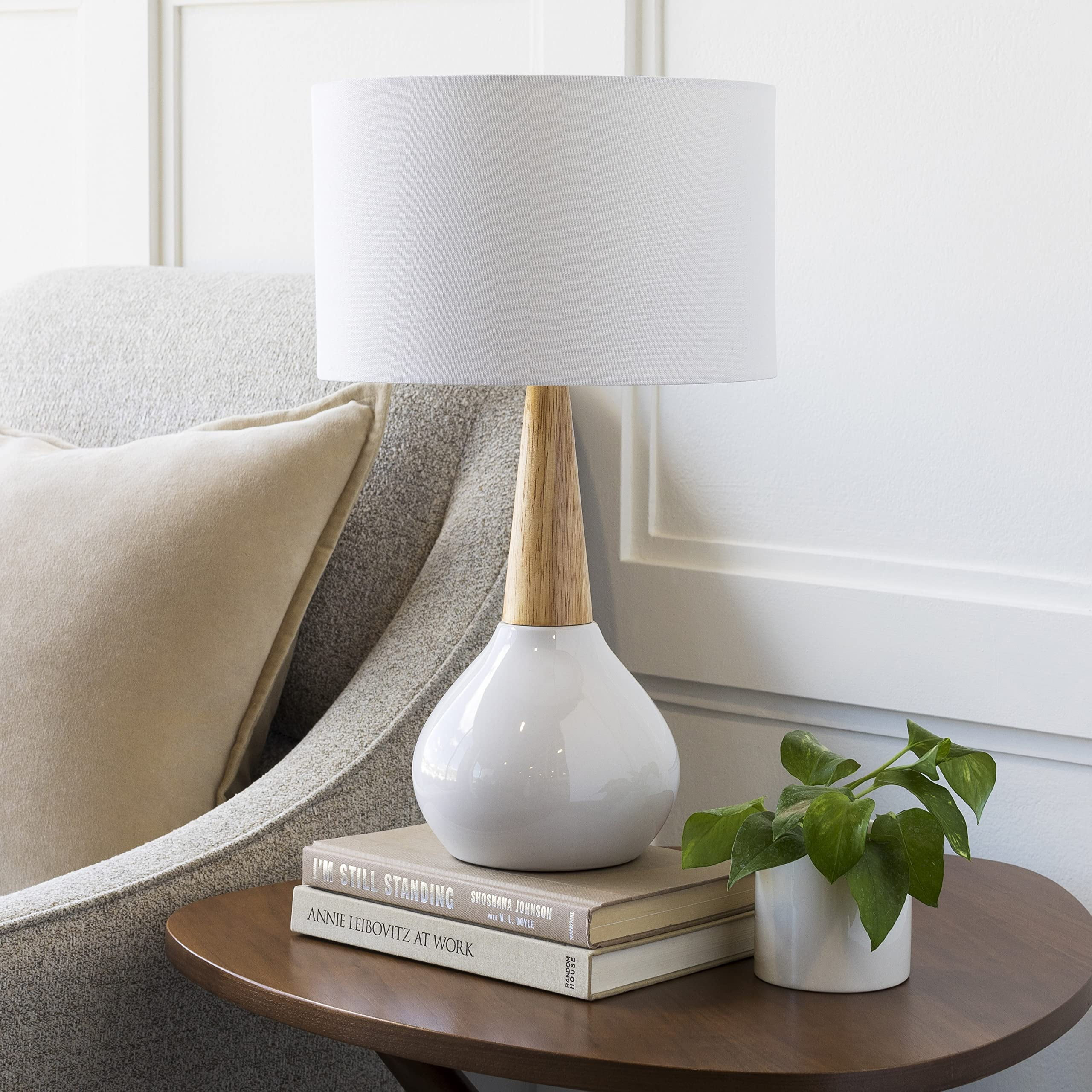 Brando White Ceramic Table Lamp, 26" Height