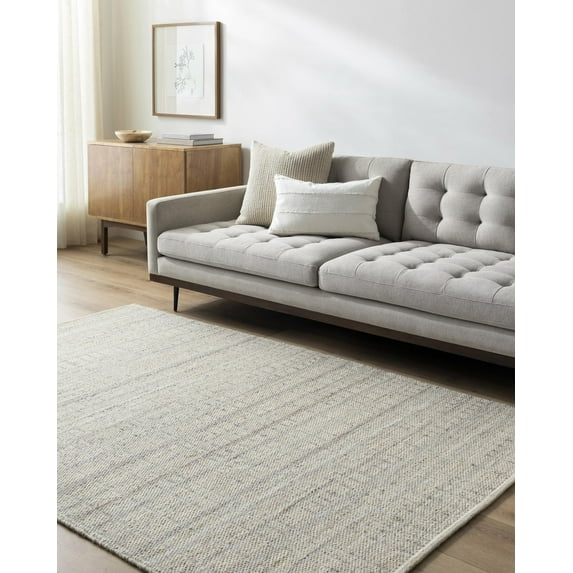Mark&Day Wool Rugs, 2x3 Ishaq Solid and Border Ash Area Rug, Tan Ivory Carpet for Living Room, Bedroom or Kitchen (2' x 3')